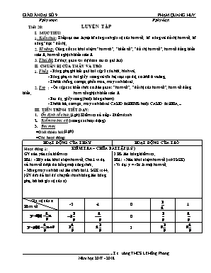 Giáo án Đại số Lớp 9 - Tiết 20 Luyện tập - Năm học 2017-2018 - Phạm Quang Huy